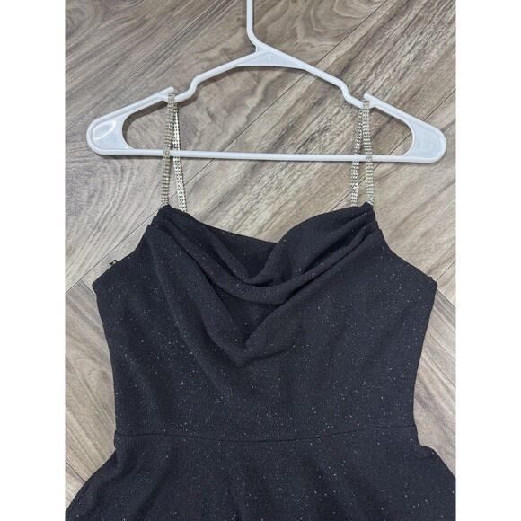 CITY Triangles Juniors 5 Draped Neckline Short Dress Black Glow - Picture 2 of 9